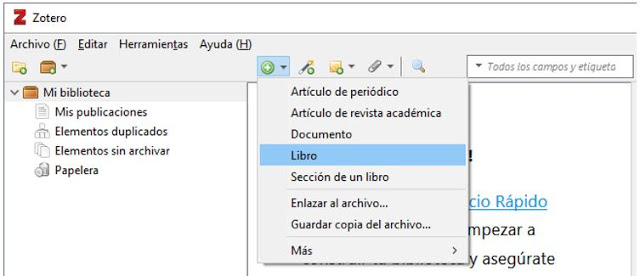 Crear libro en la biblioteca Zotero